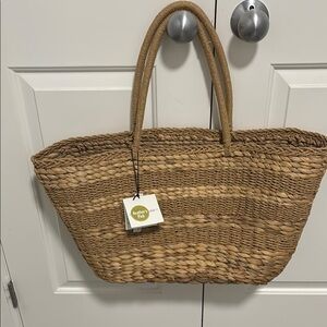 Natural Fiber Tan Tote Bag